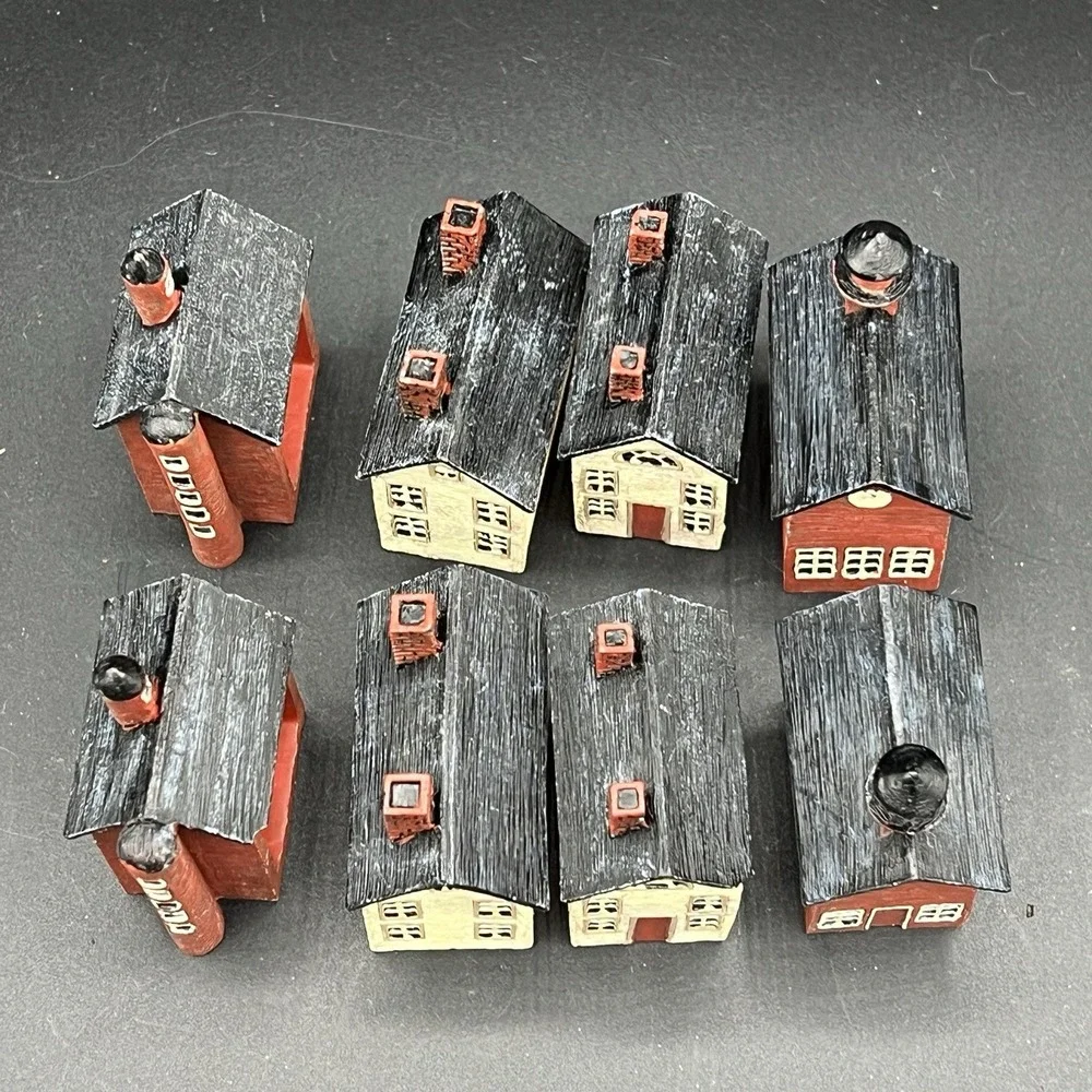 Set of 8 Country Life Barn School House Napkin Rings Brandon House Warren Kimble